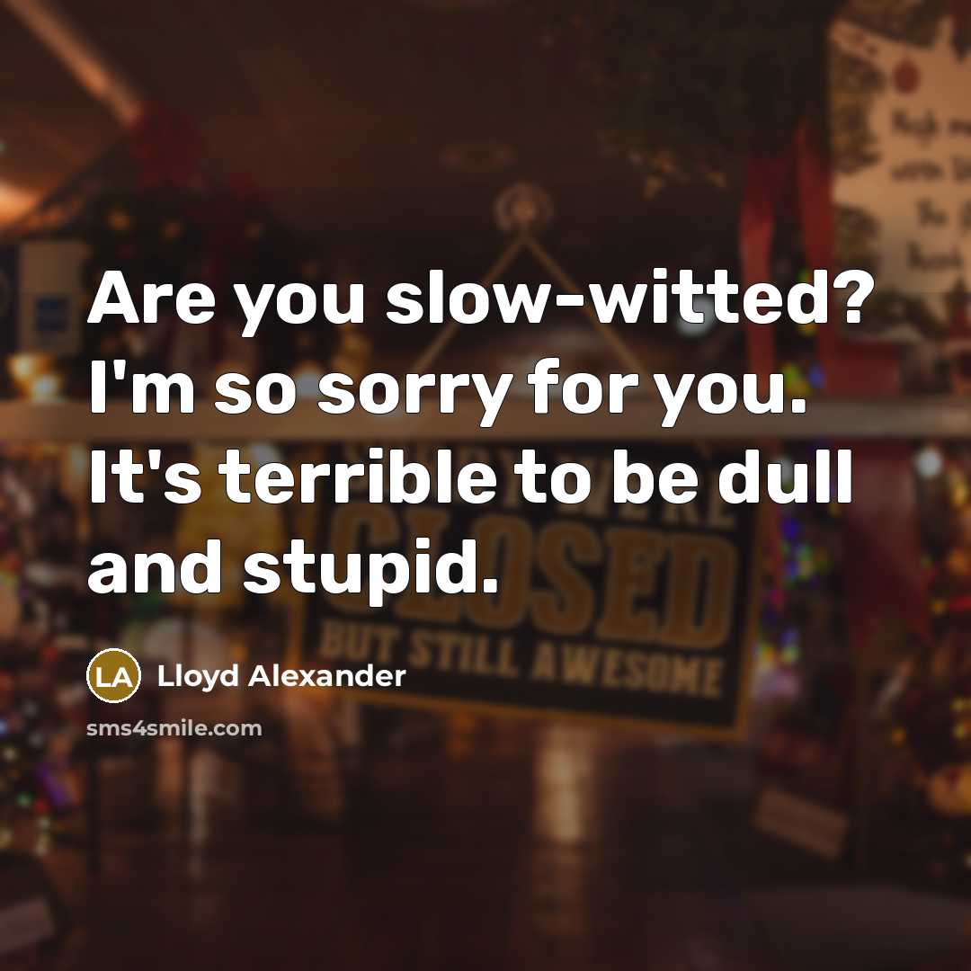 “Are you slow-witted? I'm so sorry for you. It's terrible…” quote by Lloyd Alexander