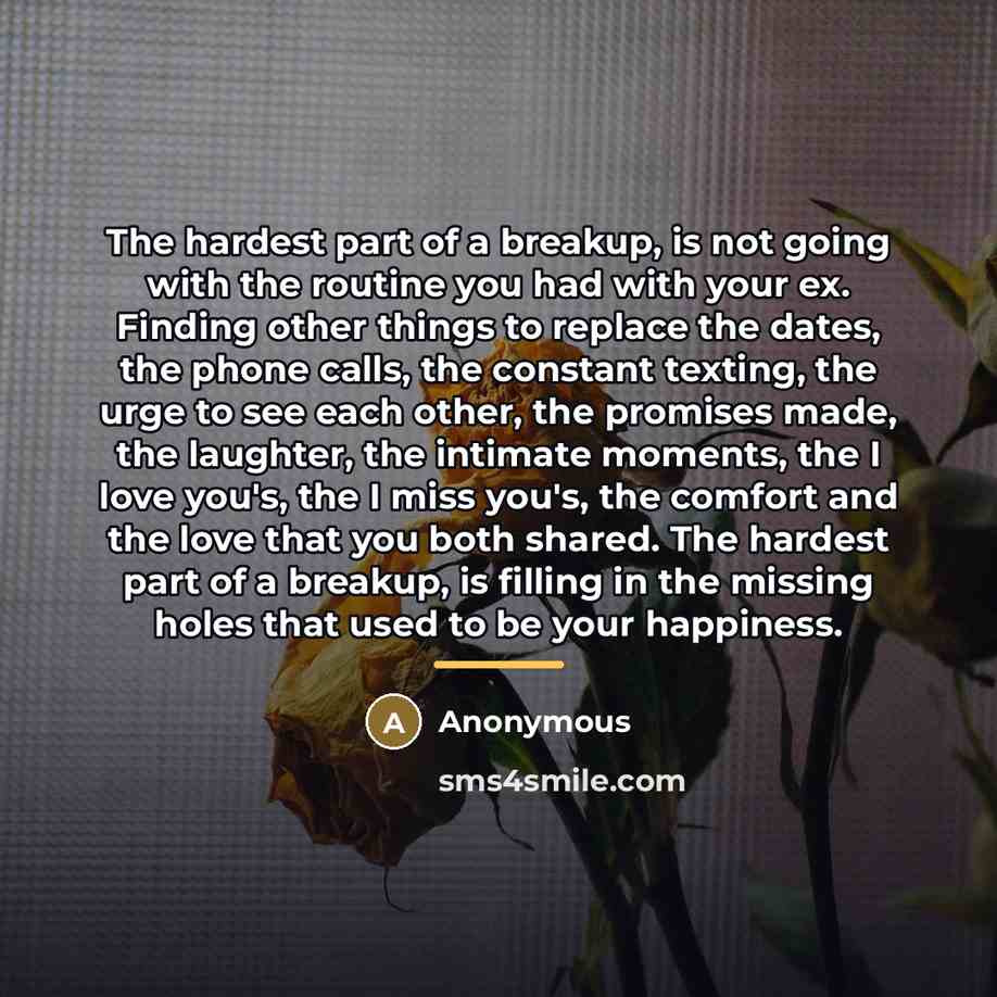 “The hardest part of a breakup, is not going with…” quote by Anonymous