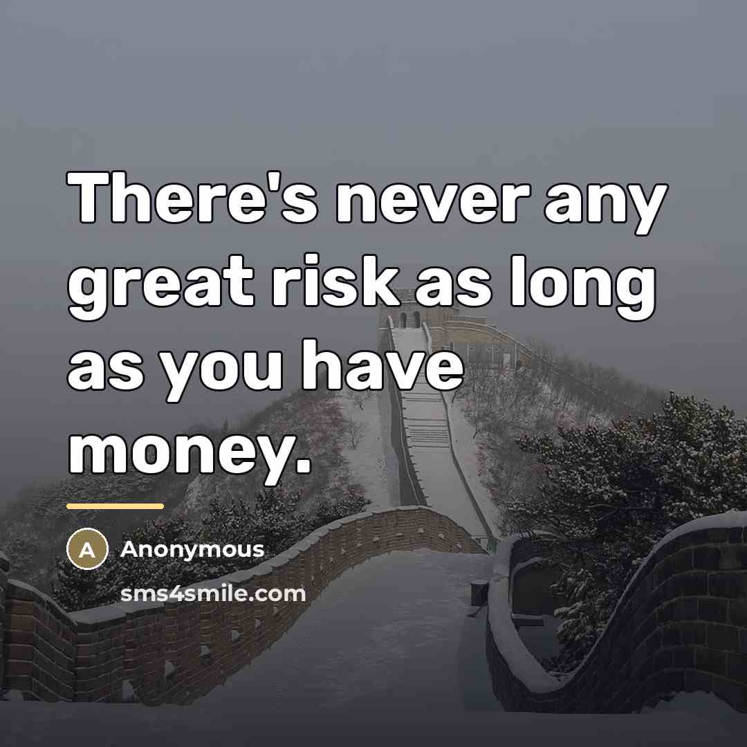 “There's never any great risk as long as you have…” quote by Anonymous