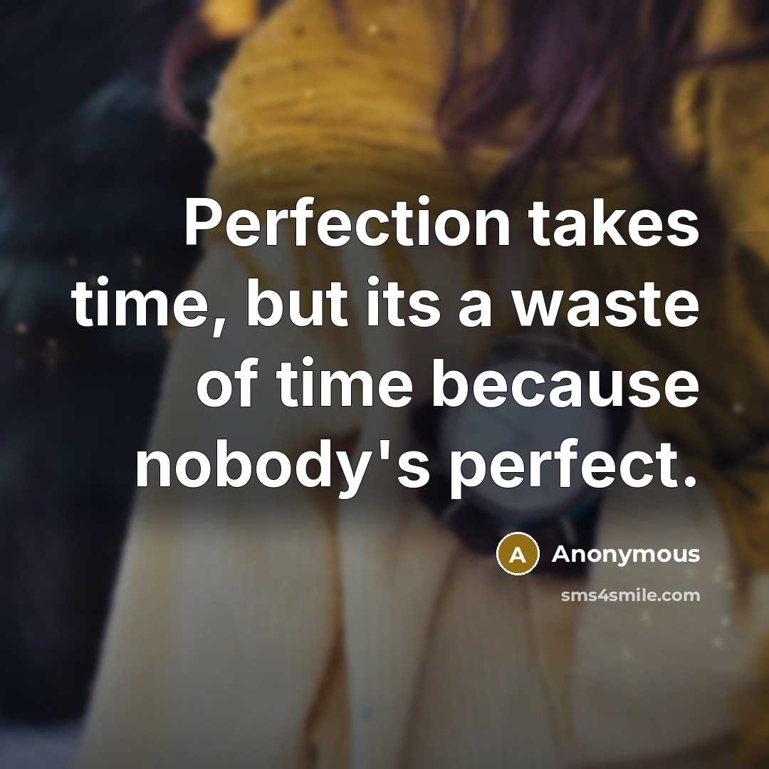 “Perfection takes time, but its a waste of time because…” quote by Anonymous