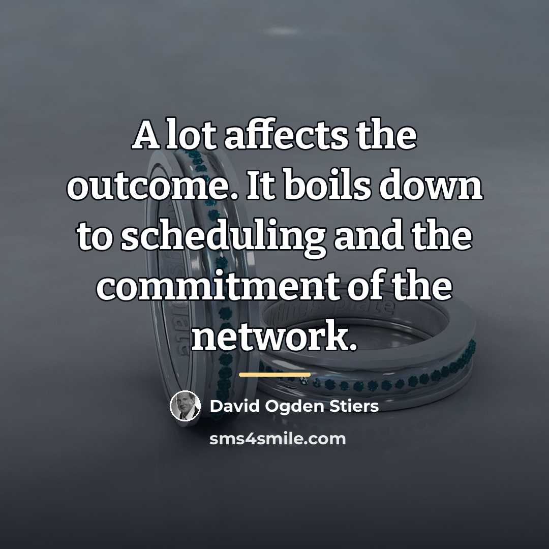 “A lot affects the outcome. It boils down to scheduling…” quote by David Ogden Stiers