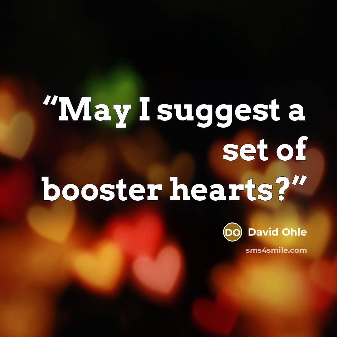 “May I suggest a set of booster hearts?” quote by David Ohle