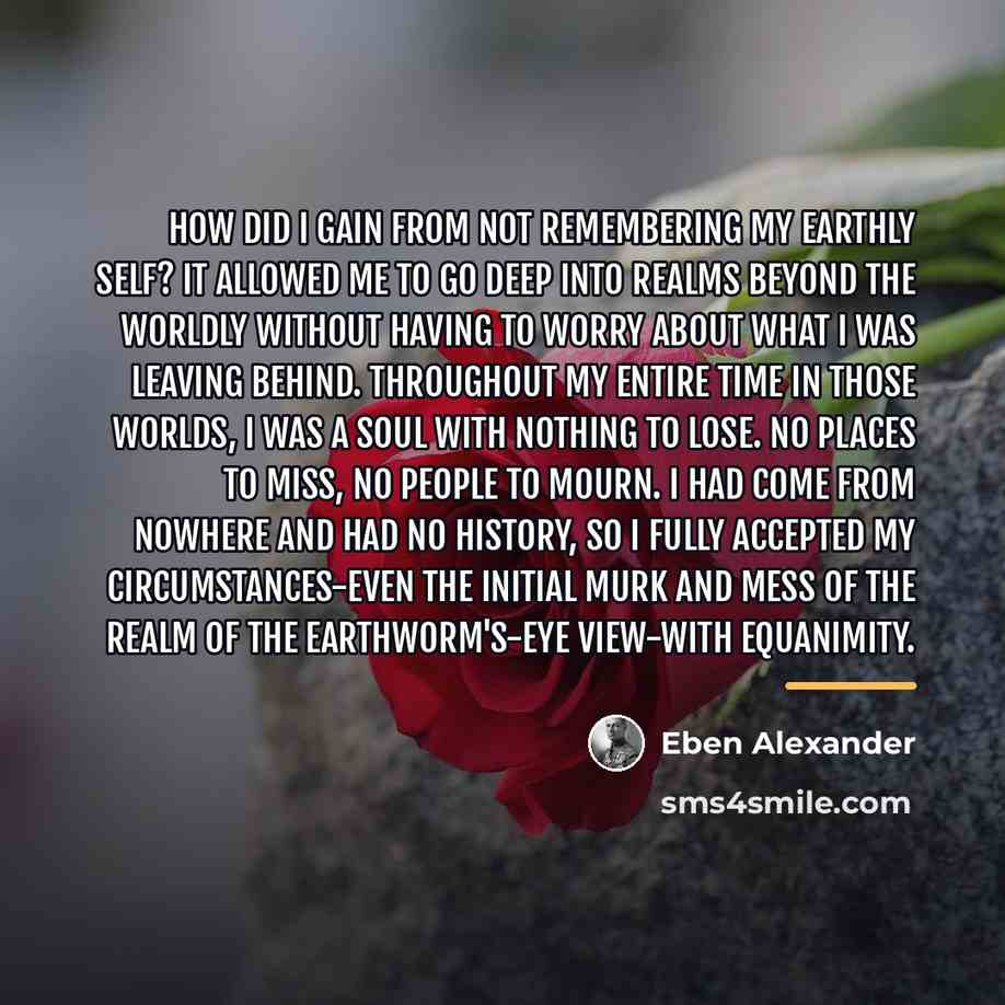 “How did I gain from not remembering my earthly self?…” quote by Eben Alexander