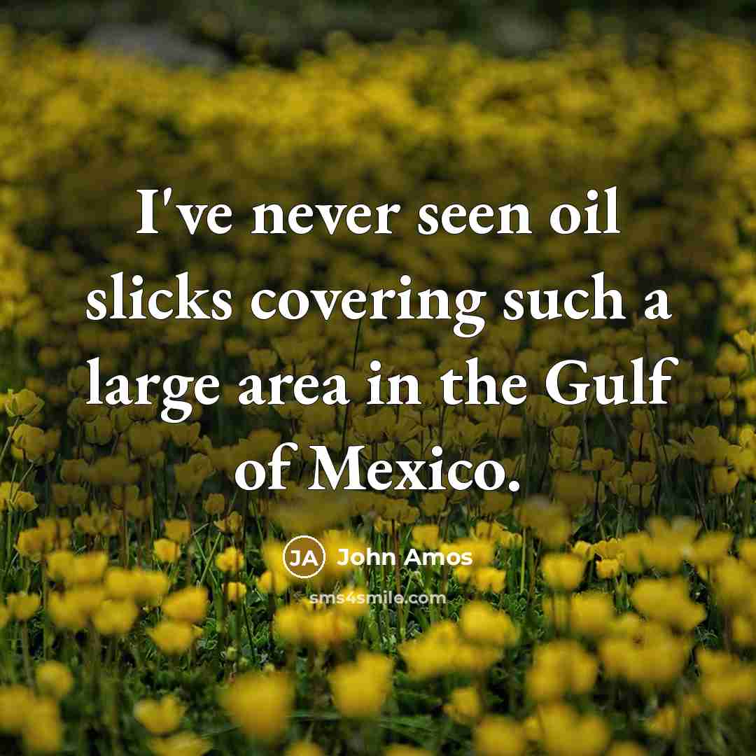 “I've never seen oil slicks covering such a large area…” quote by John Amos