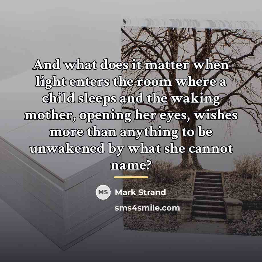“And what does it matter when light enters the room…” quote by Mark Strand