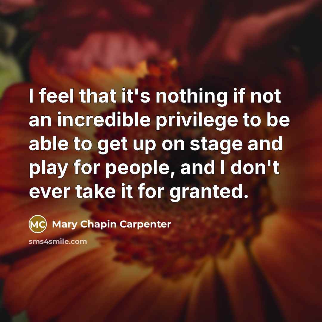 “I feel that it's nothing if not an incredible privilege…” quote by Mary Chapin Carpenter