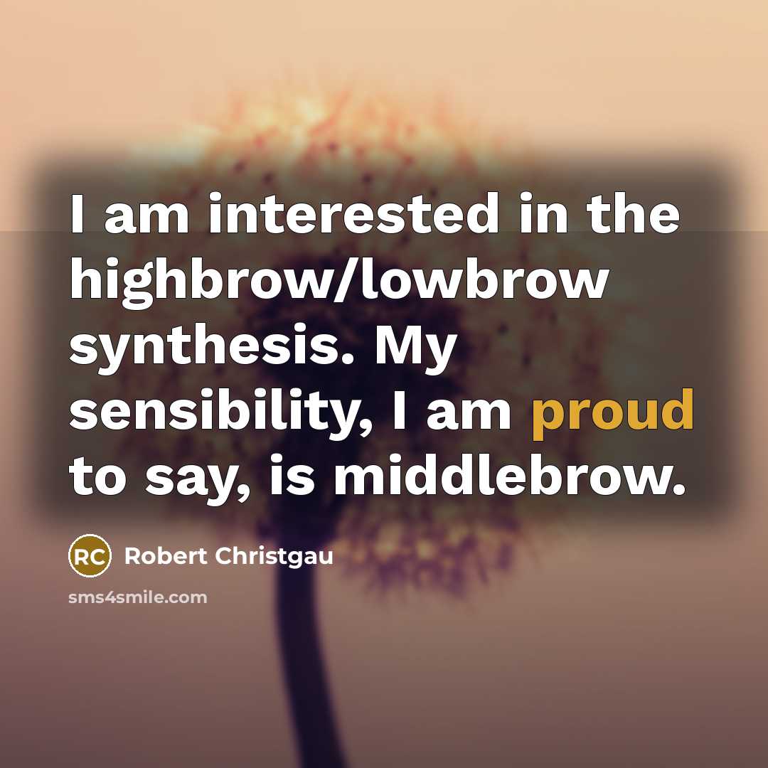 “I am interested in the highbrow/lowbrow synthesis. My sensibility, I…” quote by Robert Christgau