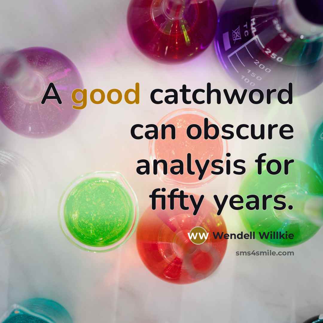 “A good catchword can obscure analysis for fifty years.…” quote by Wendell Willkie