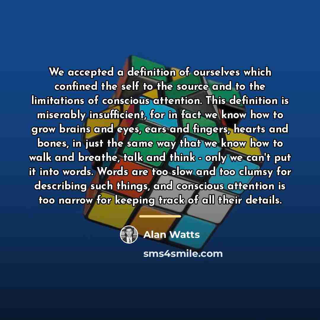 “We accepted a definition of ourselves which confined the self…” quote by Alan Watts