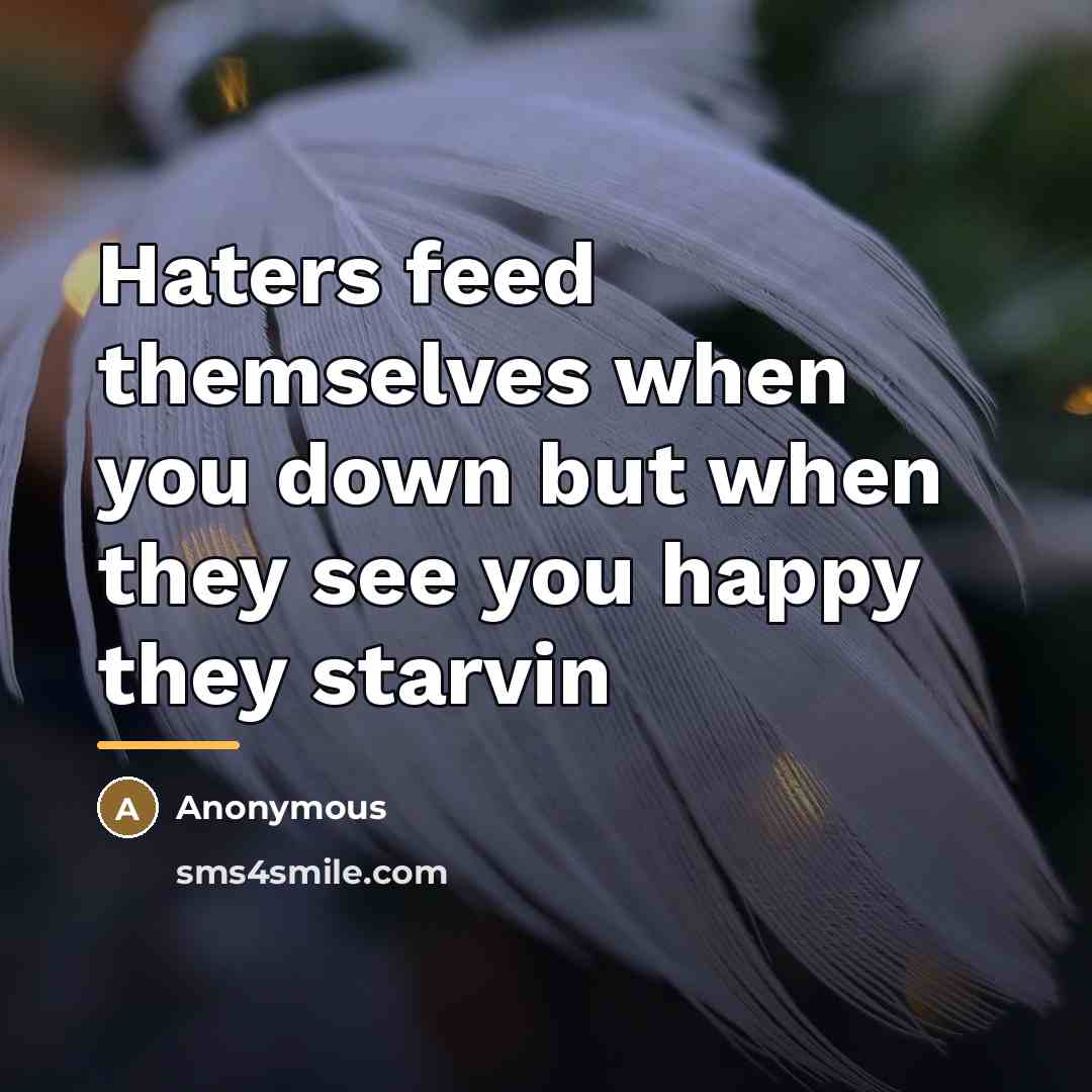 “Haters feed themselves when you down but when they see…” quote by Anonymous