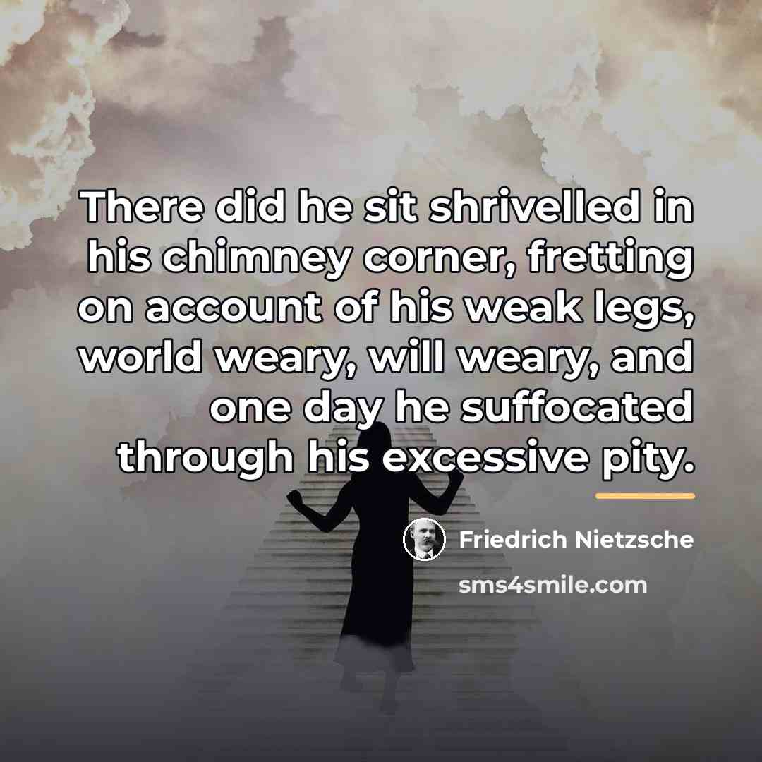 “There did he sit shrivelled in his chimney corner, fretting…” quote by Friedrich Nietzsche
