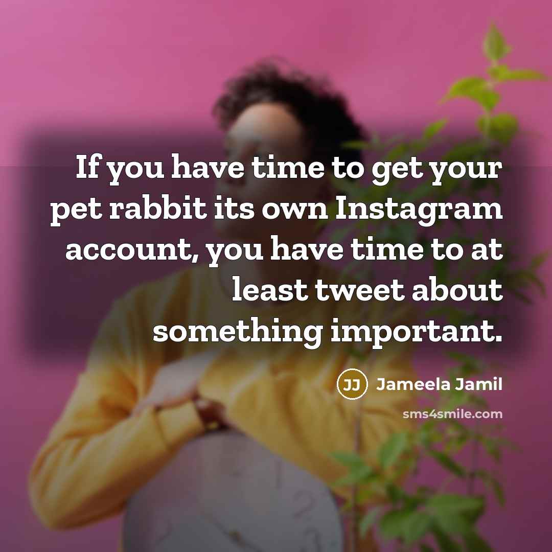 “If you have time to get your pet rabbit its…” quote by Jameela Jamil