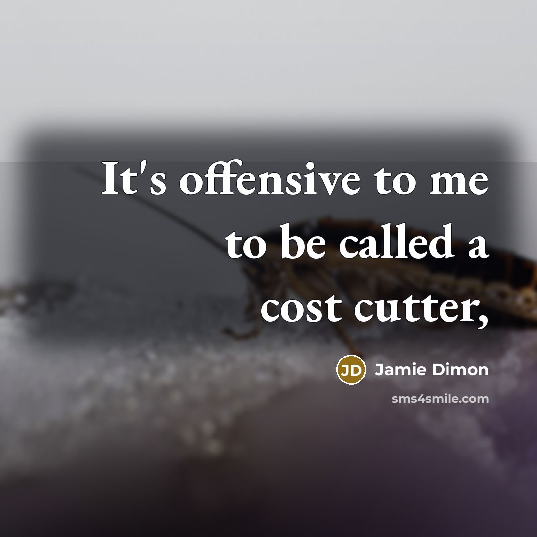 “It's offensive to me to be called a cost cutter,…” quote by Jamie Dimon