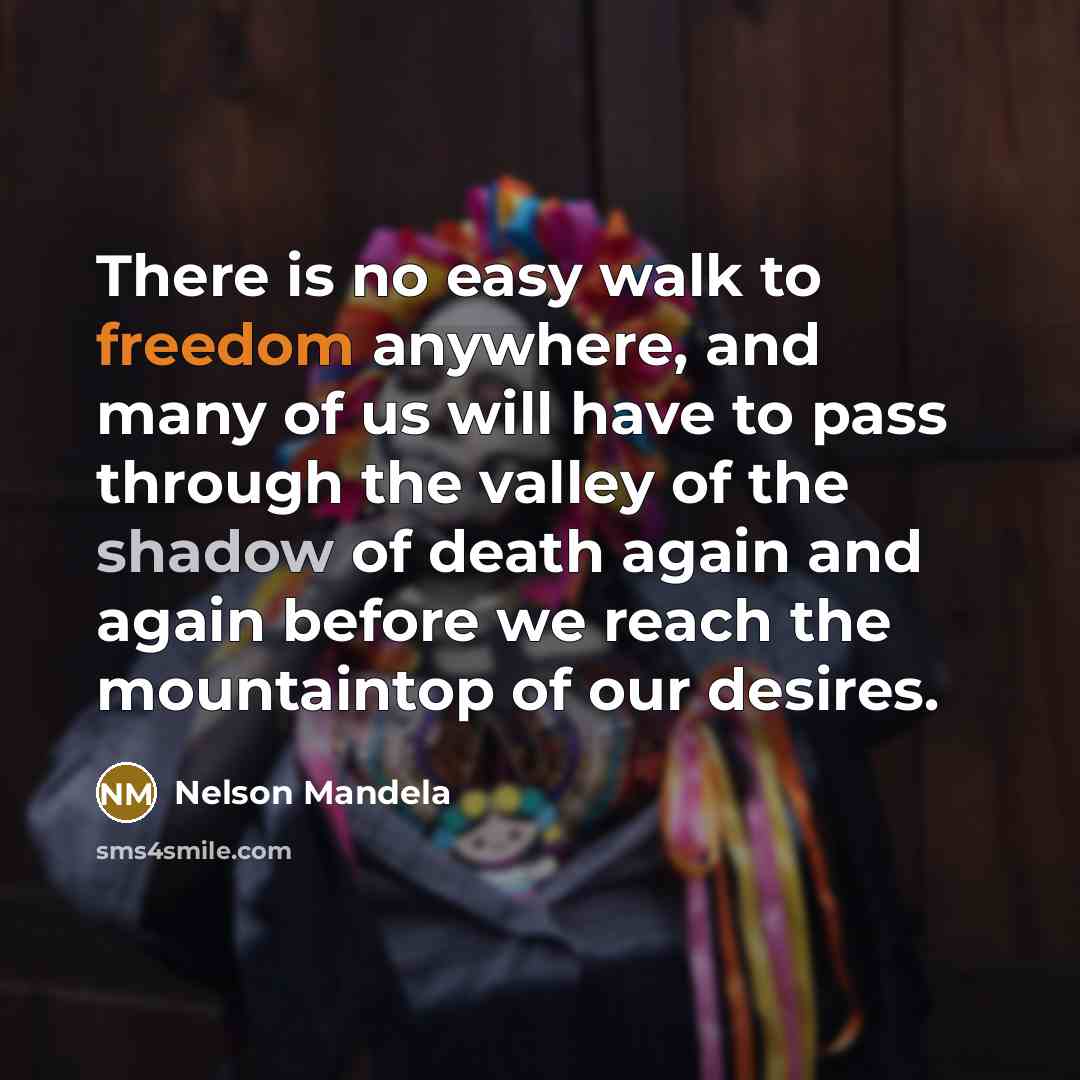 “There is no easy walk to freedom anywhere, and many…” quote by Nelson Mandela