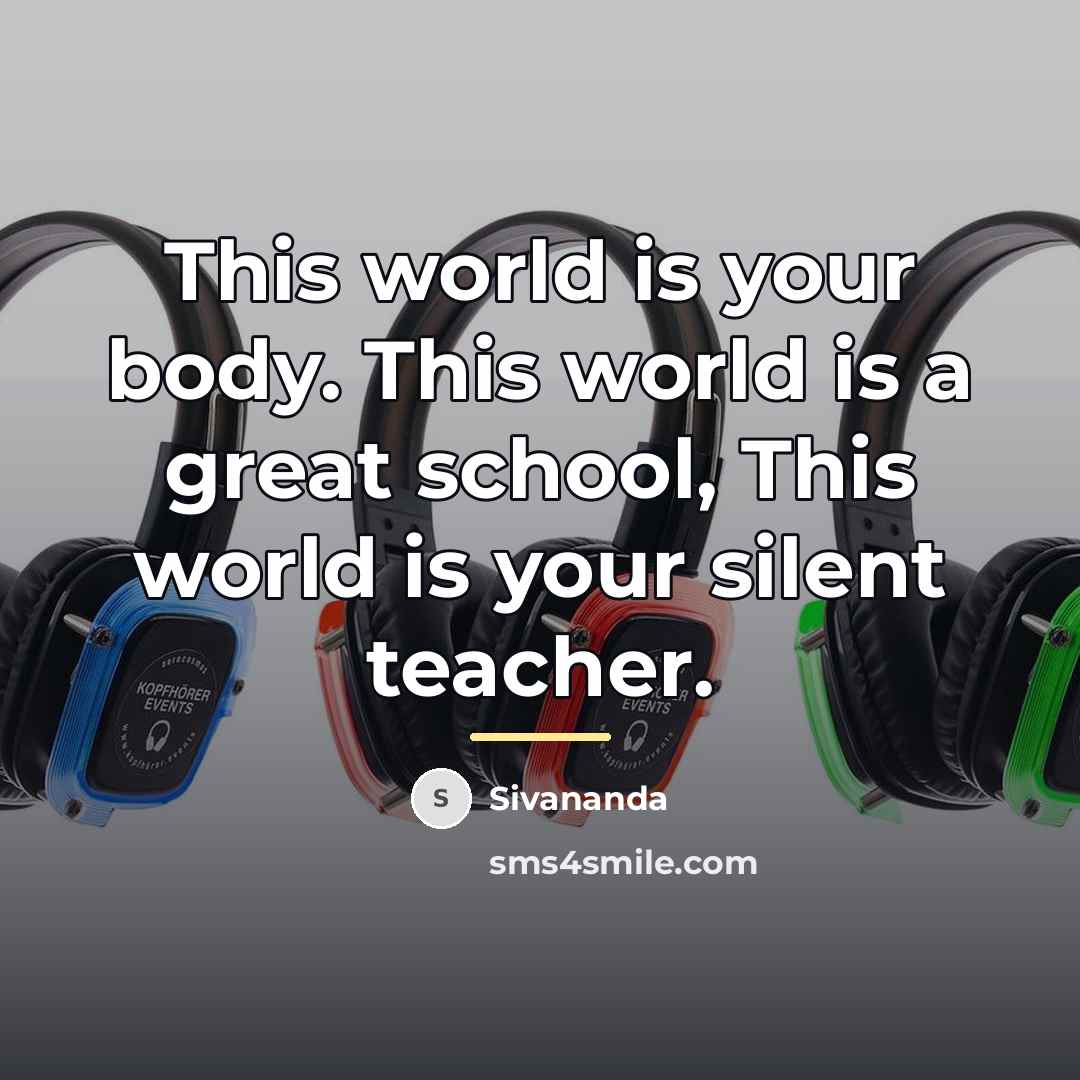 “This world is your body. This world is a great…” quote by Sivananda