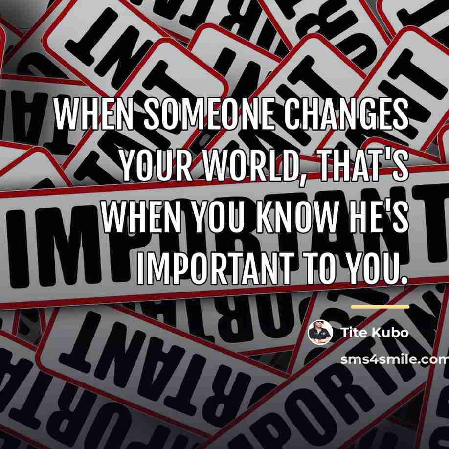 “When someone changes your world, that's when you know he's…” quote by Tite Kubo