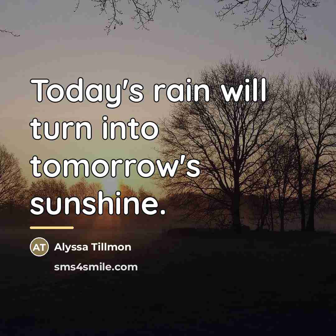“Today's rain will turn into tomorrow's sunshine.…” quote by Alyssa Tillmon