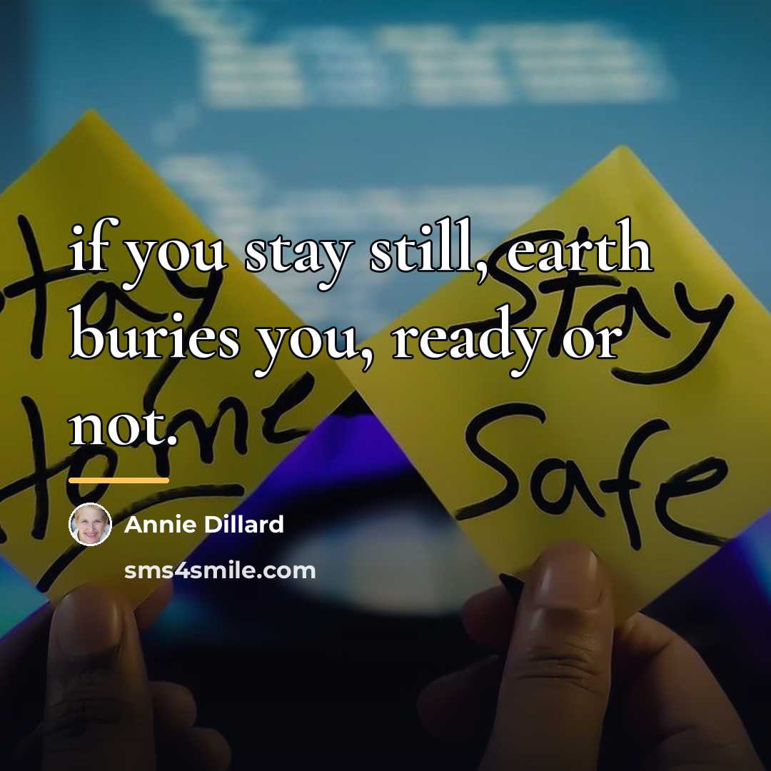 “if you stay still, earth buries you, ready or not.…” quote by Annie Dillard