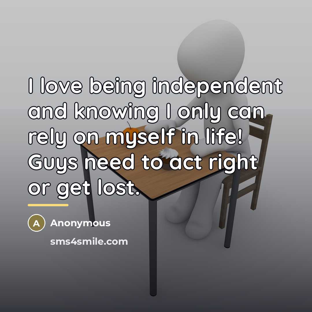 “I love being independent and knowing I only can rely…” quote by Anonymous