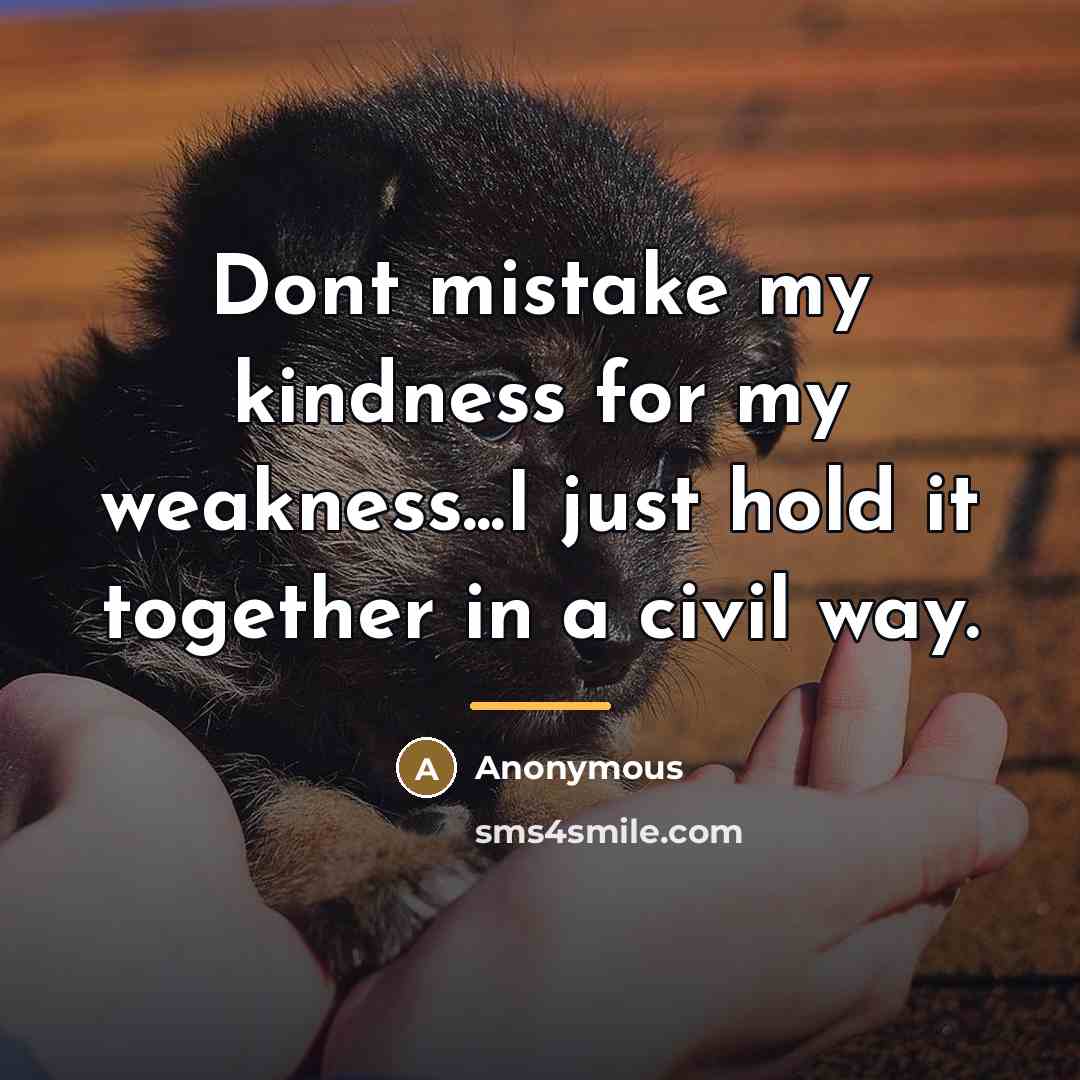 “Dont mistake my kindness for my weakness...I just hold it…” quote by Anonymous