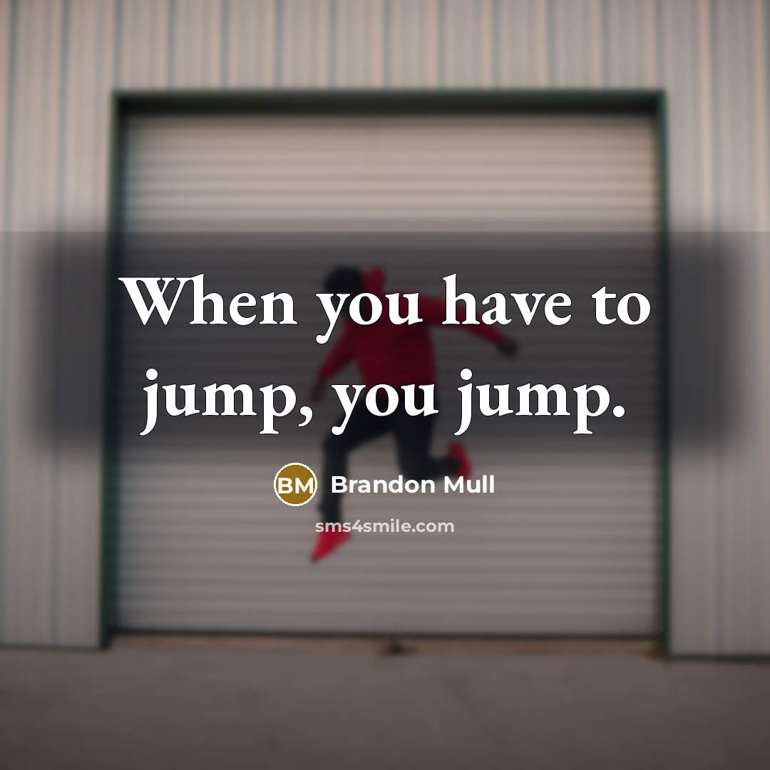 “When you have to jump, you jump.…” quote by Brandon Mull