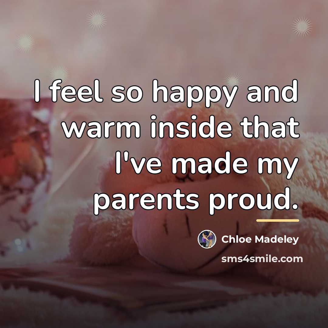 “I feel so happy and warm inside that I've made…” quote by Chloe Madeley