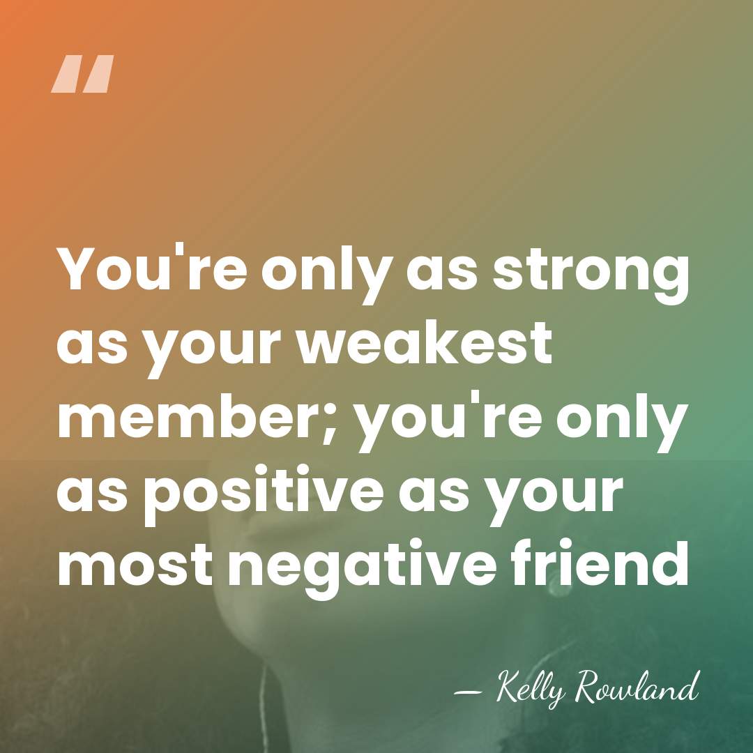 You're only as strong as your weakest member; you're only as positive&hellip; - Kelly Rowland
