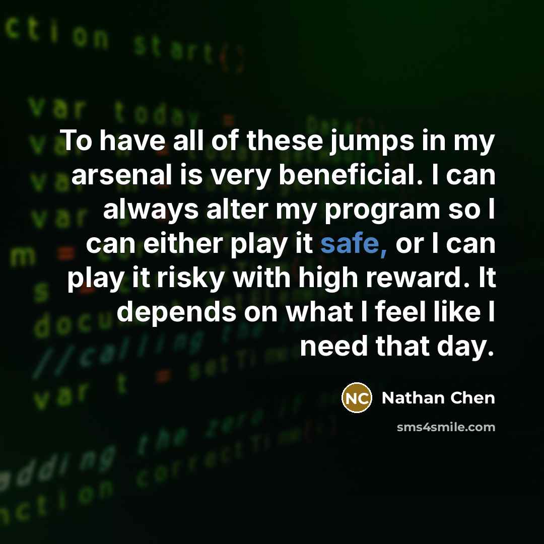 “To have all of these jumps in my arsenal is…” quote by Nathan Chen