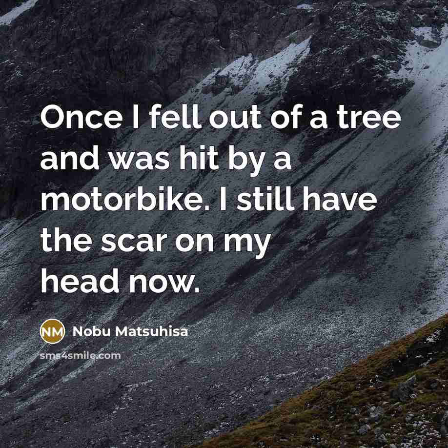“Once I fell out of a tree and was hit…” quote by Nobu Matsuhisa