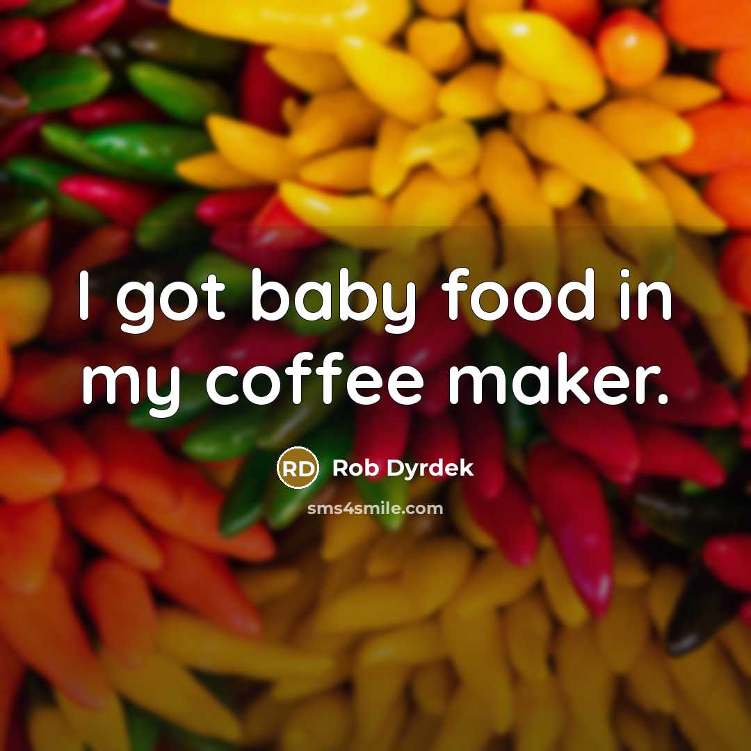 “I got baby food in my coffee maker.” quote by Rob Dyrdek