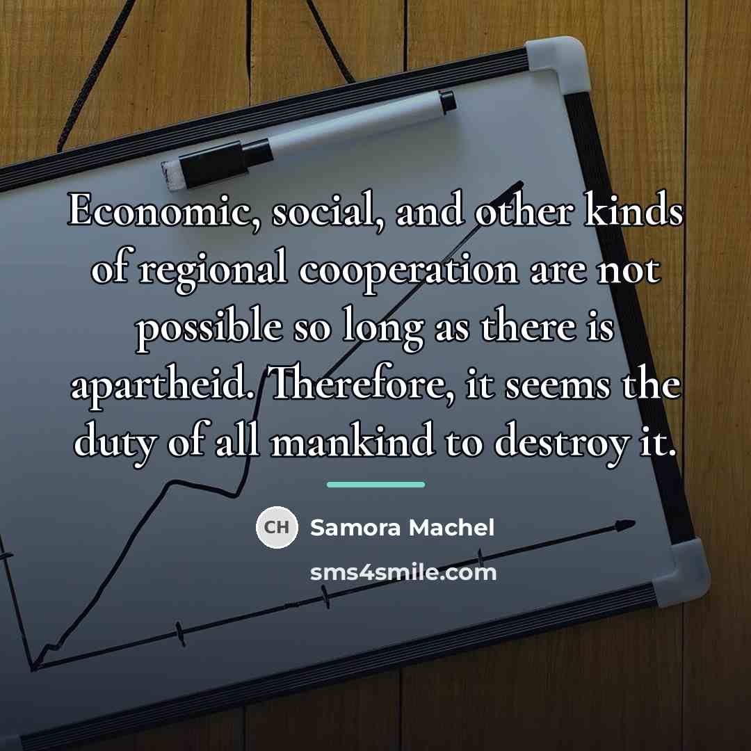 “Economic, social, and other kinds of regional cooperation are not…” quote by Samora Machel