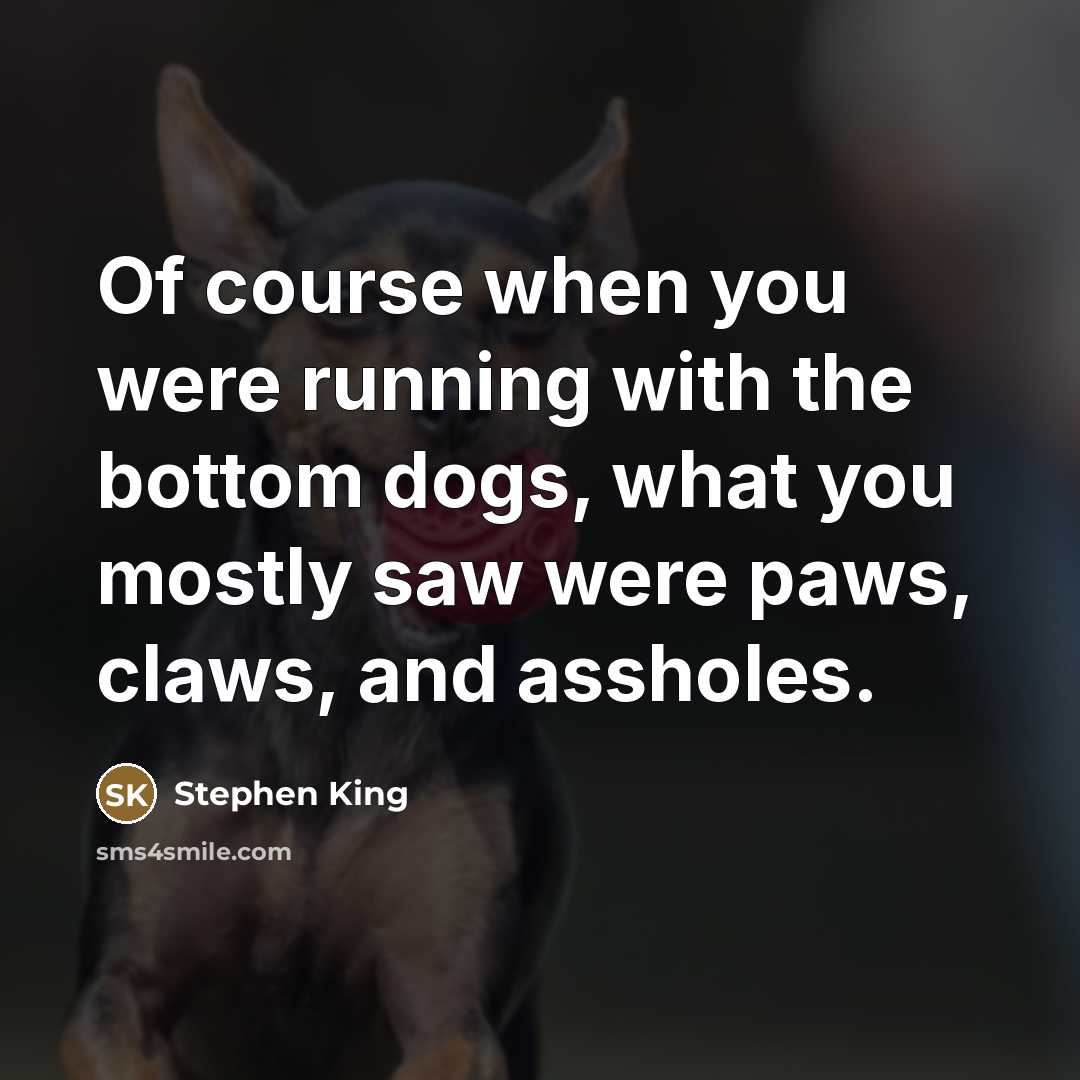 “Of course when you were running with the bottom dogs,…” quote by Stephen King