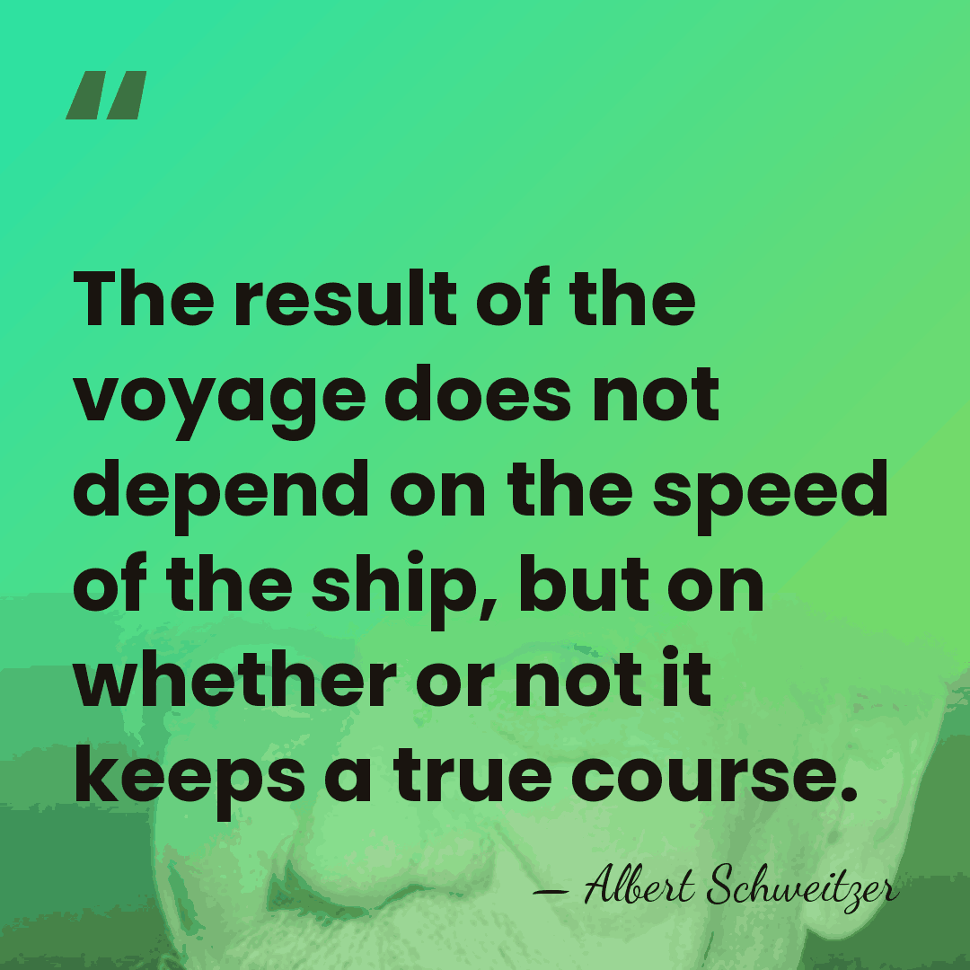 The result of the voyage does not depend on the speed of&hellip; - Albert Schweitzer