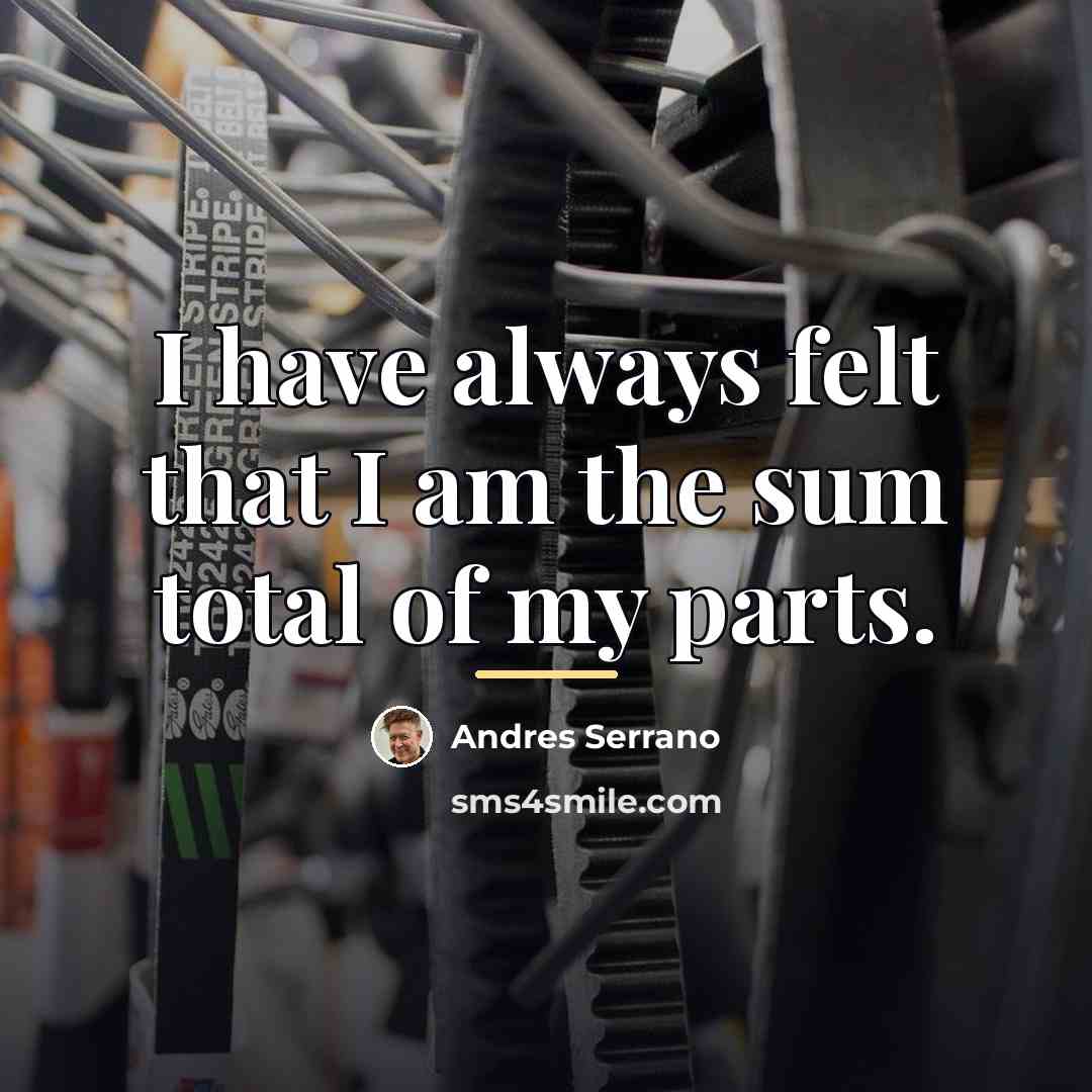 “I have always felt that I am the sum total…” quote by Andres Serrano