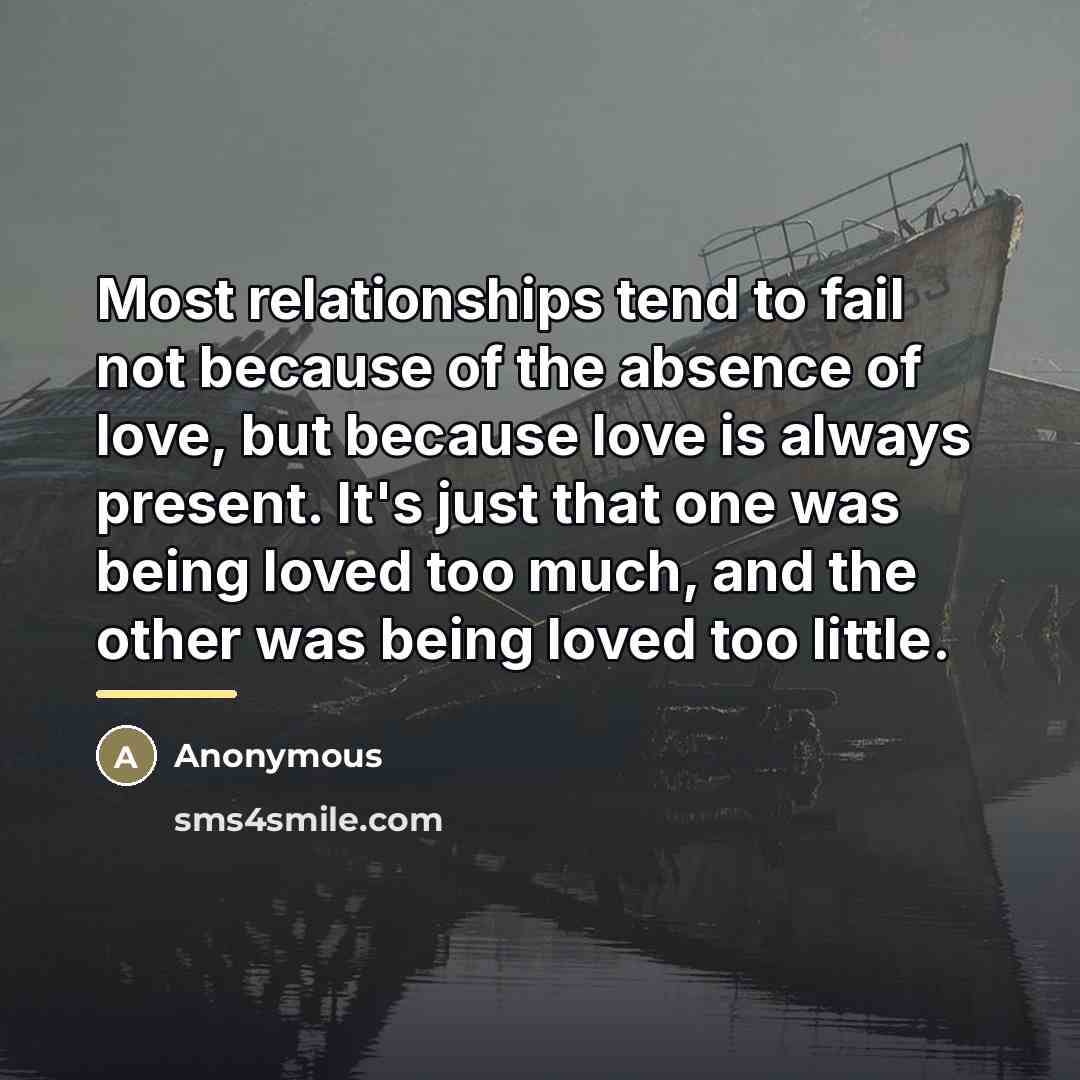 “Most relationships tend to fail not because of the absence…” quote by Anonymous