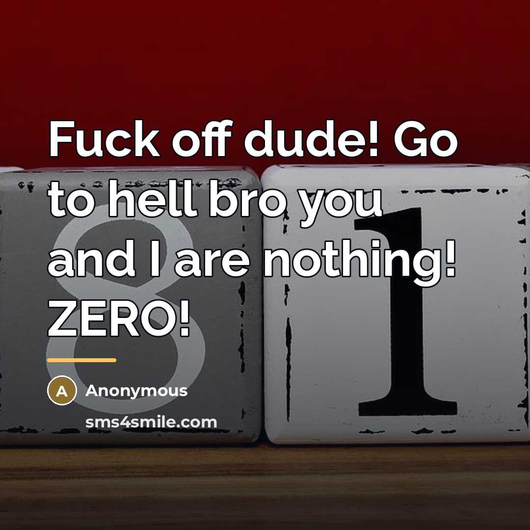 “Fuck off dude! Go to hell bro you and I…” quote by Anonymous