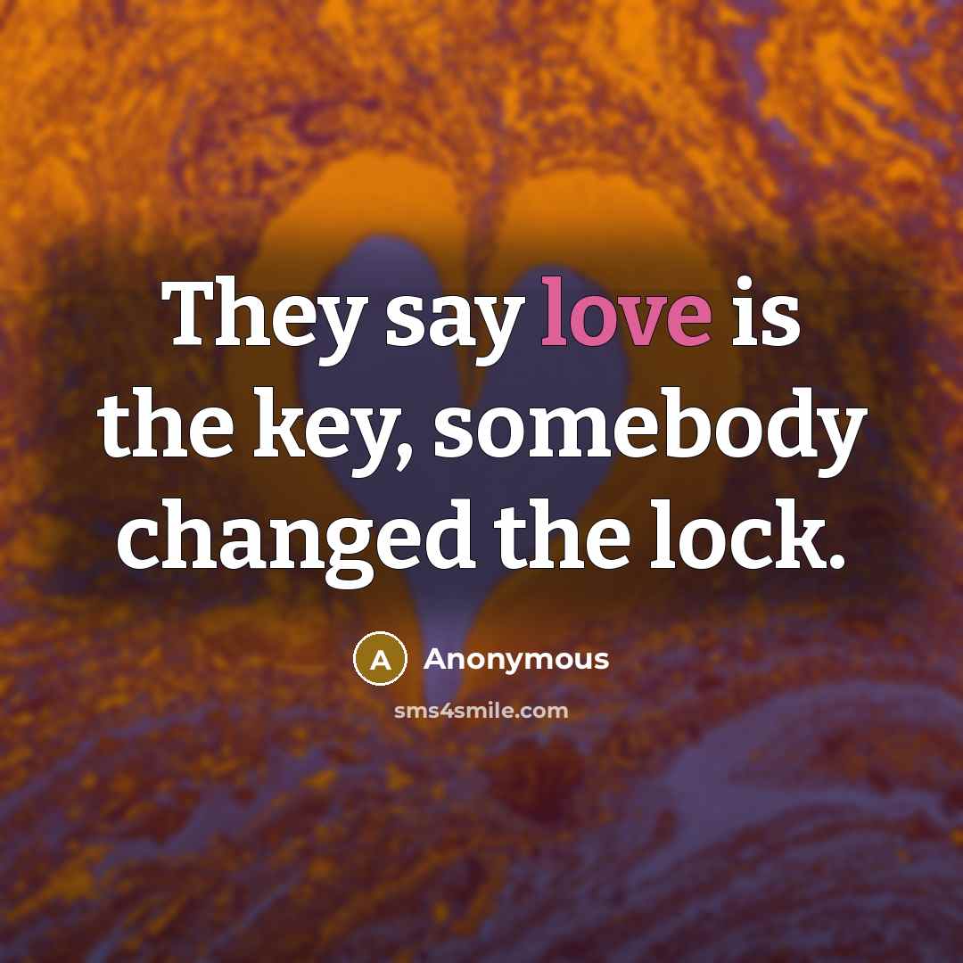 “They say love is the key, somebody changed the lock.…” quote by Anonymous