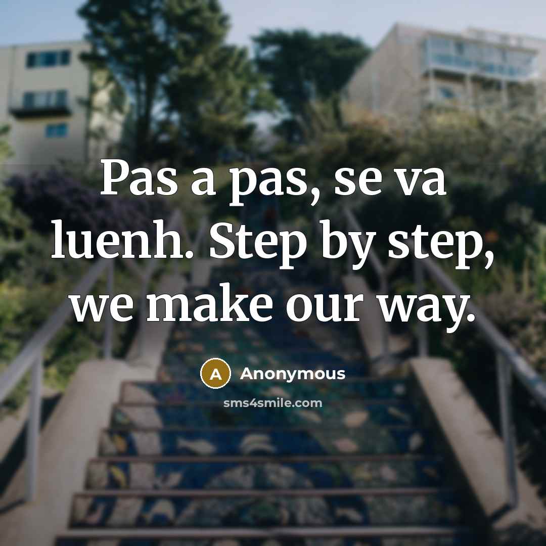 “Pas a pas, se va luenh. Step by step, we make our way.” quote by Anonymous