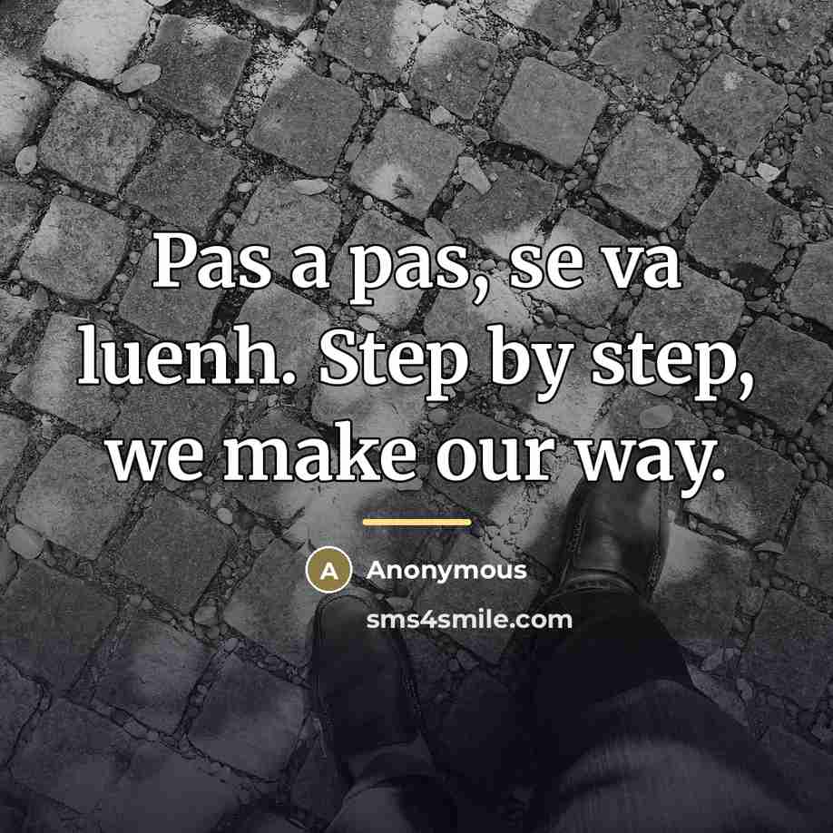 “Pas a pas, se va luenh. Step by step, we…” quote by Anonymous