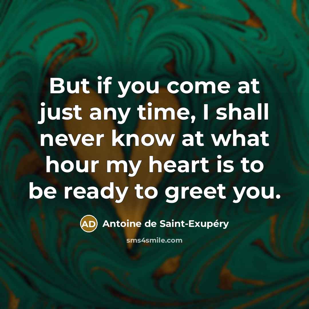 “But if you come at just any time, I shall…” quote by Antoine de Saint-Exupery