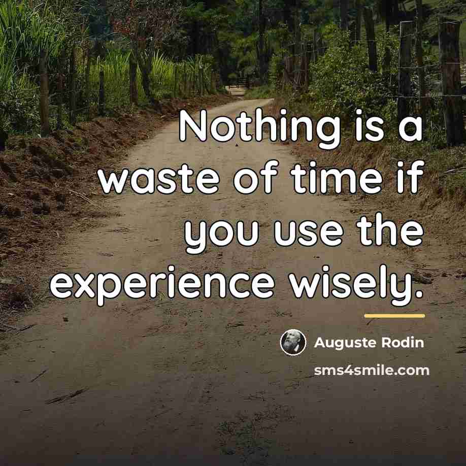 “Nothing is a waste of time if you use the…” quote by Auguste Rodin