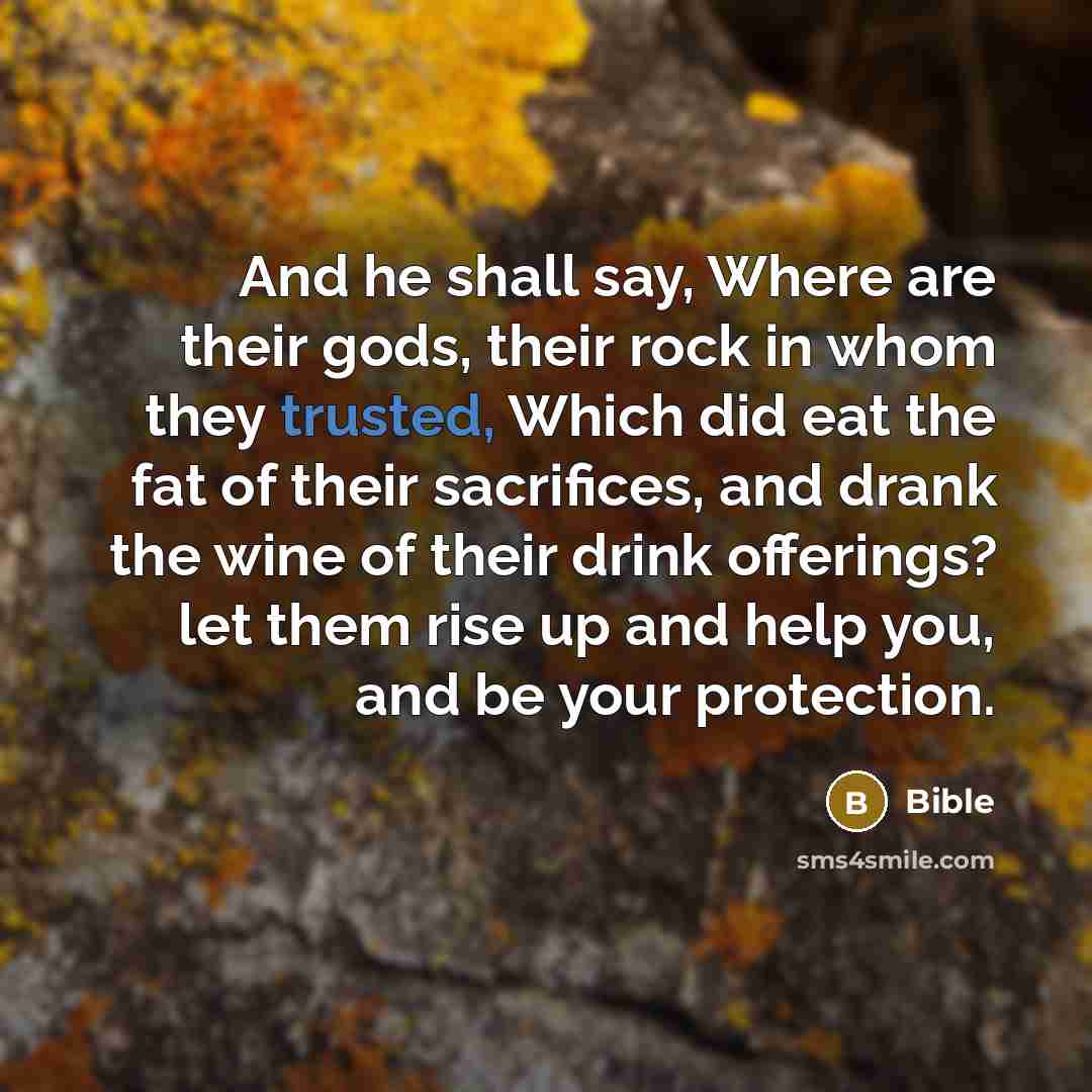 “And he shall say, Where are their gods, their rock…” quote by Bible