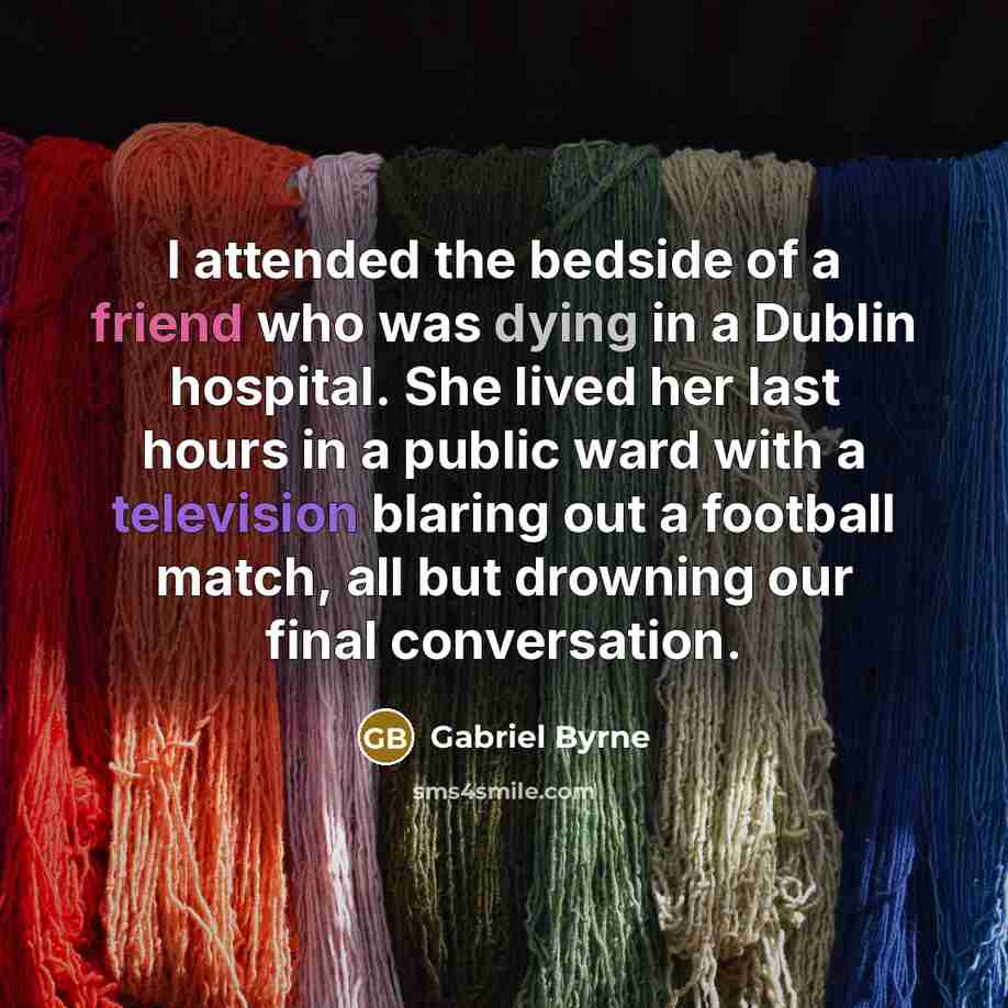 “I attended the bedside of a friend who was dying…” quote by Gabriel Byrne