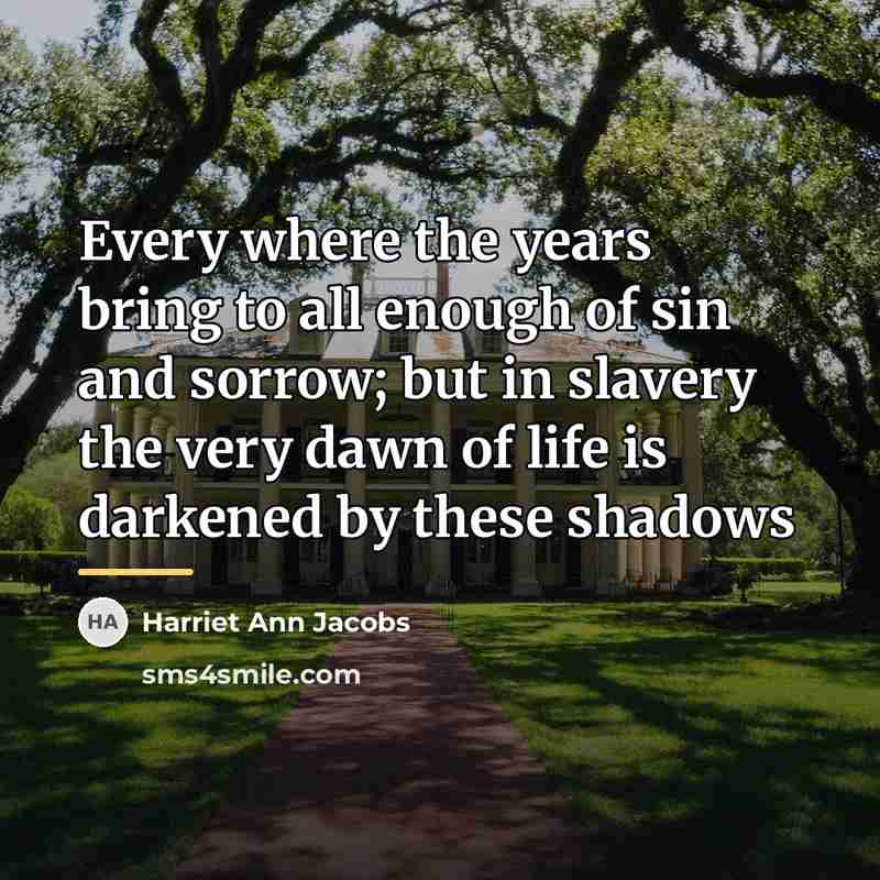 “Every where the years bring to all enough of sin…” quote by Harriet Ann Jacobs