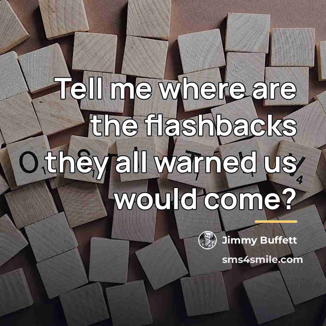“Tell me where are the flashbacks they all warned us…” quote by Jimmy Buffett