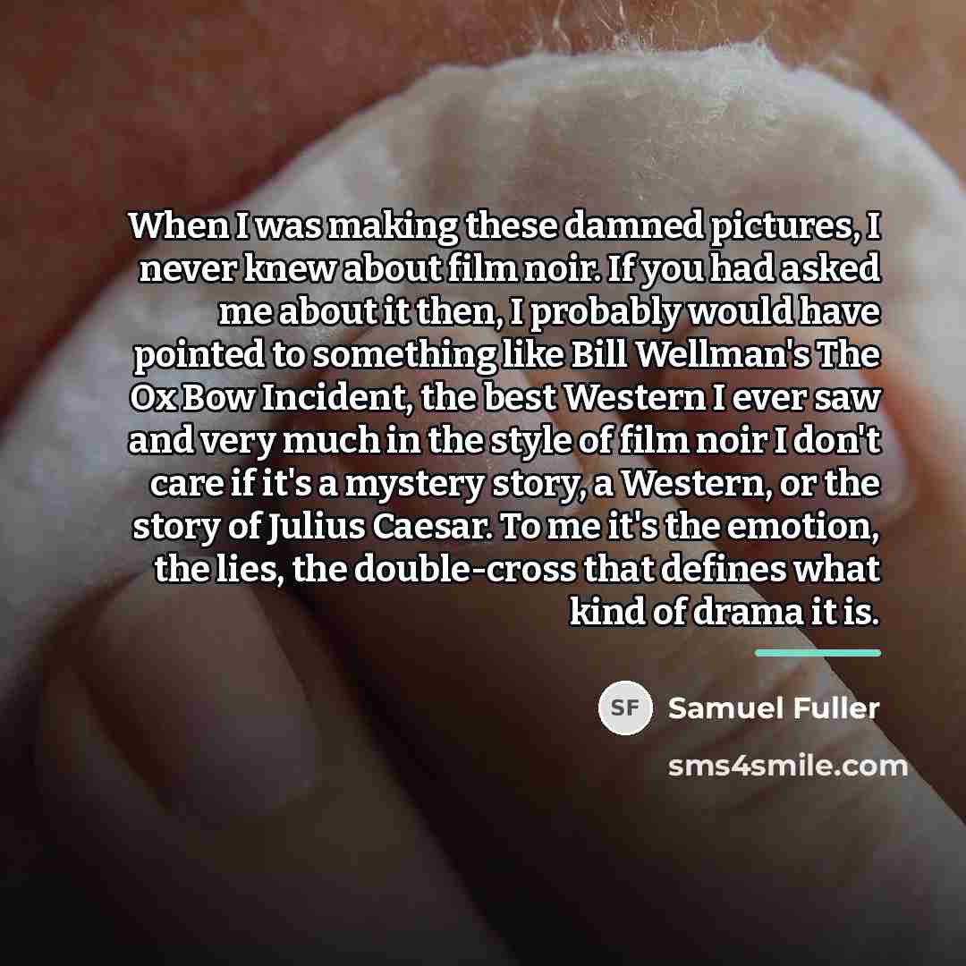 “When I was making these damned pictures, I never knew…” quote by Samuel Fuller