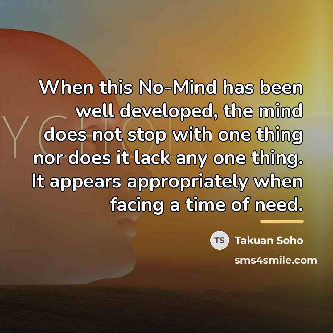 “When this No-Mind has been well developed, the mind does…” quote by Takuan Soho