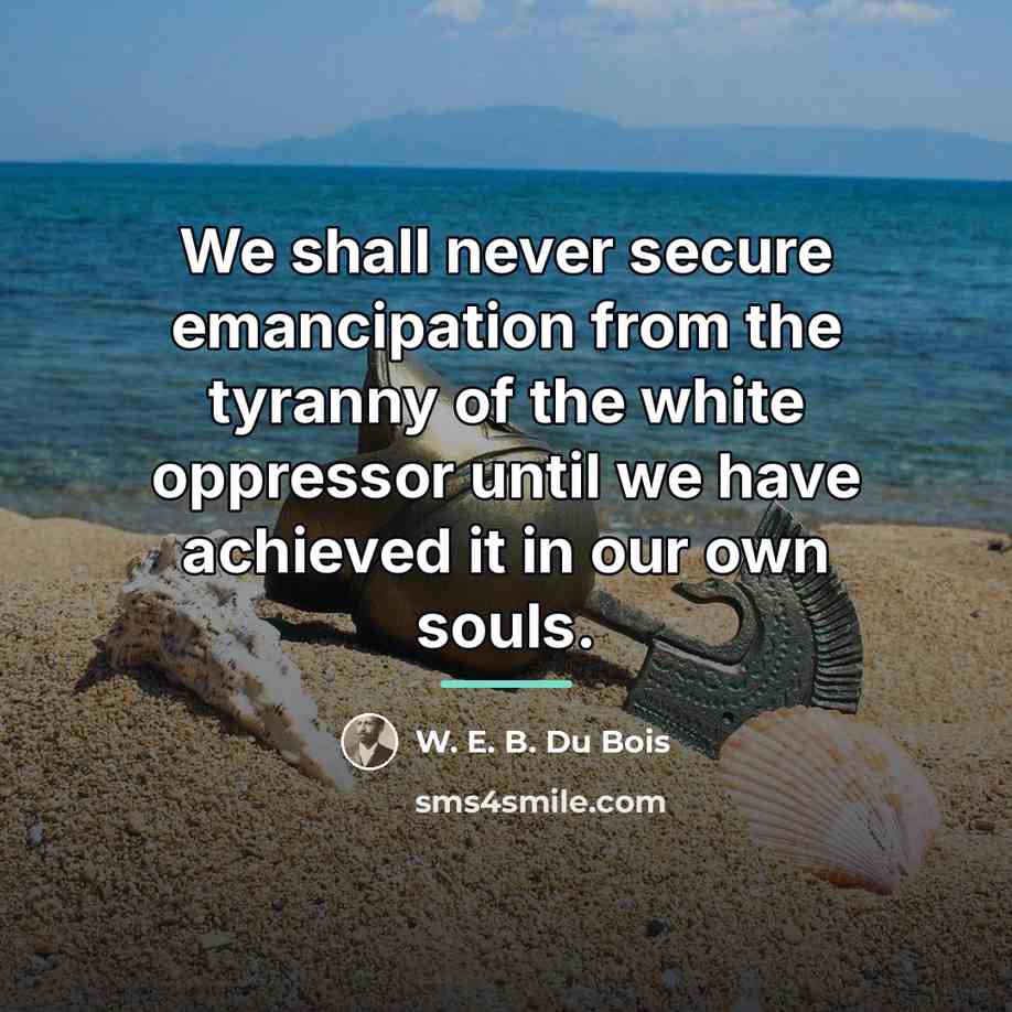 “We shall never secure emancipation from the tyranny of the…” quote by W. E. B. Du Bois