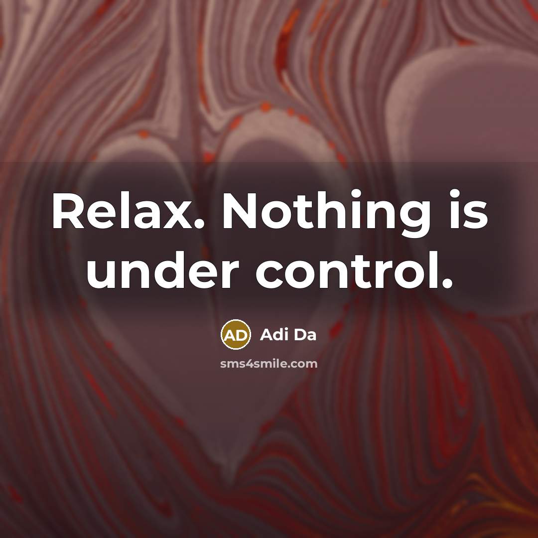 “Relax. Nothing is under control.” quote by Adi Da