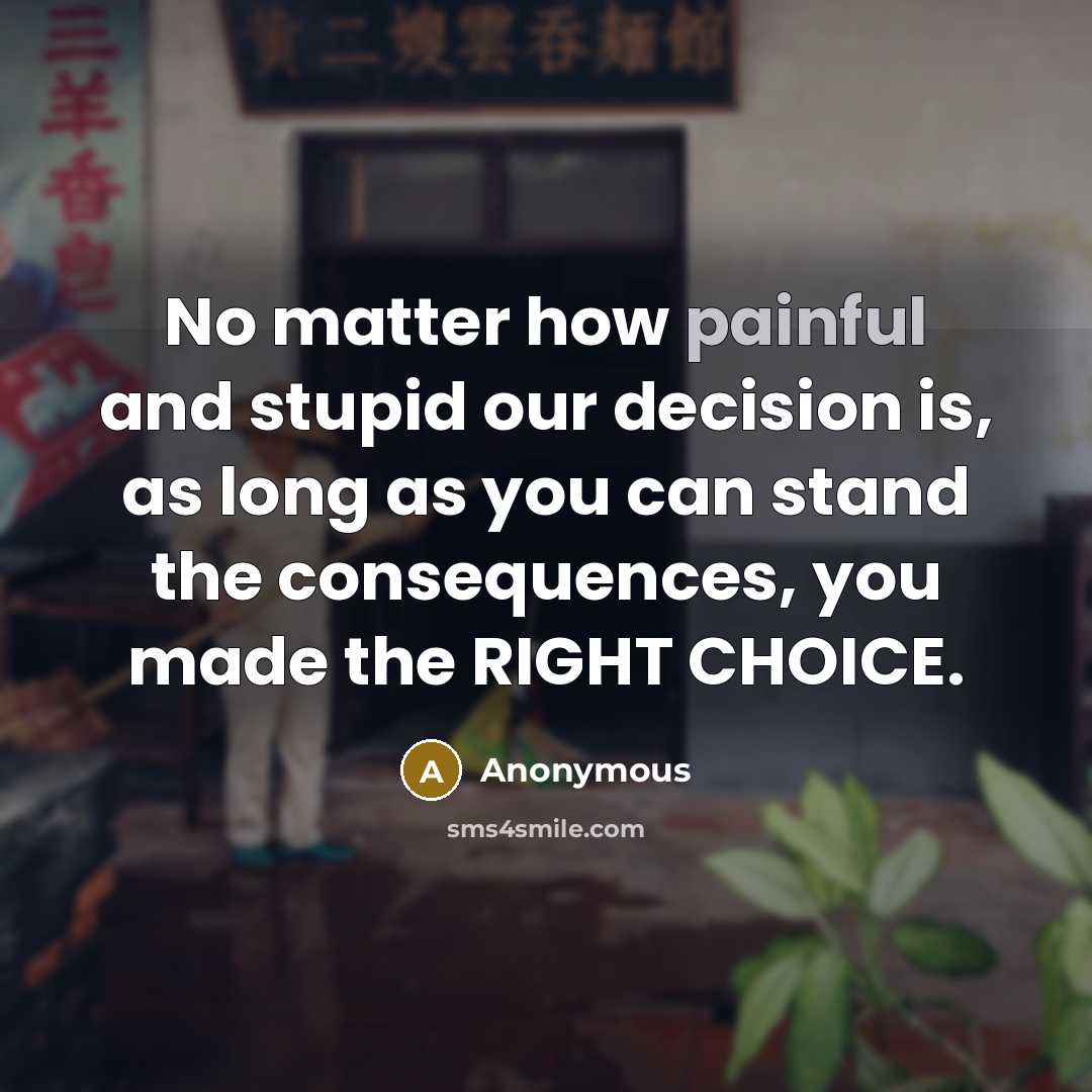 “No matter how painful and stupid our decision is, as…” quote by Anonymous